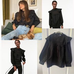 J.CREW 🖤Crocheted Lace Ruffle Embroidery Top
Blouse Shirt Black Size M NEW!